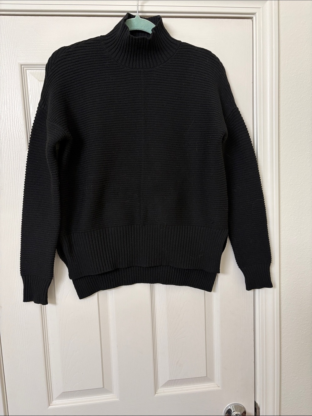 Women’s  Black Ribbed Mock Neck Sweater